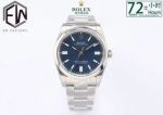 EW Factory Copy Rolex Oyster Perpetual Stainless Steel Strap Blue Dial Mens Design Swiss Watch